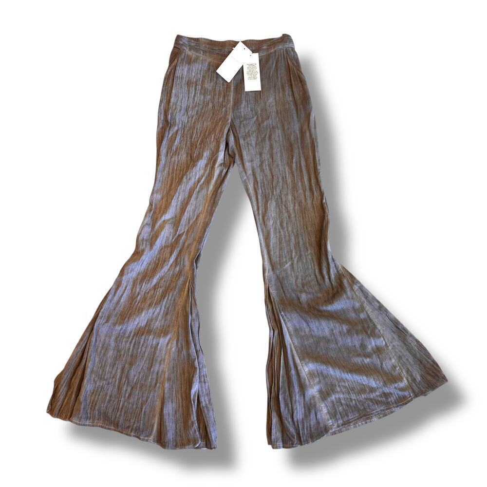 Rococo Sand NWT New pants wide leg flare flared grey gray sz S small
